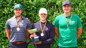 Das Podium der Männer: Kieron Kaube (G&LC Berlin-Wannsee), Leo Böhm (Münchener GC), Cedric Otten (GC Hubbelrath)
