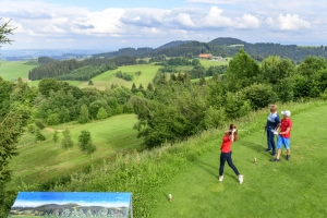 Ein Golfspiel mit Alpenblick gibt es in Waldegg