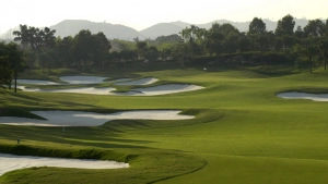 Das einschüchternde 557 Meter lange Par 5 auf dem World Cup Course im Mission Hills Resort Shenzhen.